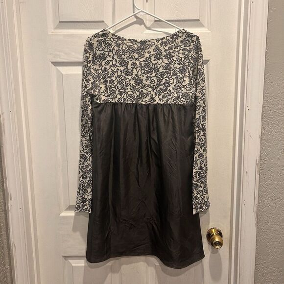 VELVET By Graham & Spencer Gray Silk Wool Printed Dress Lined Women's Silk Large - Picture 5 of 7